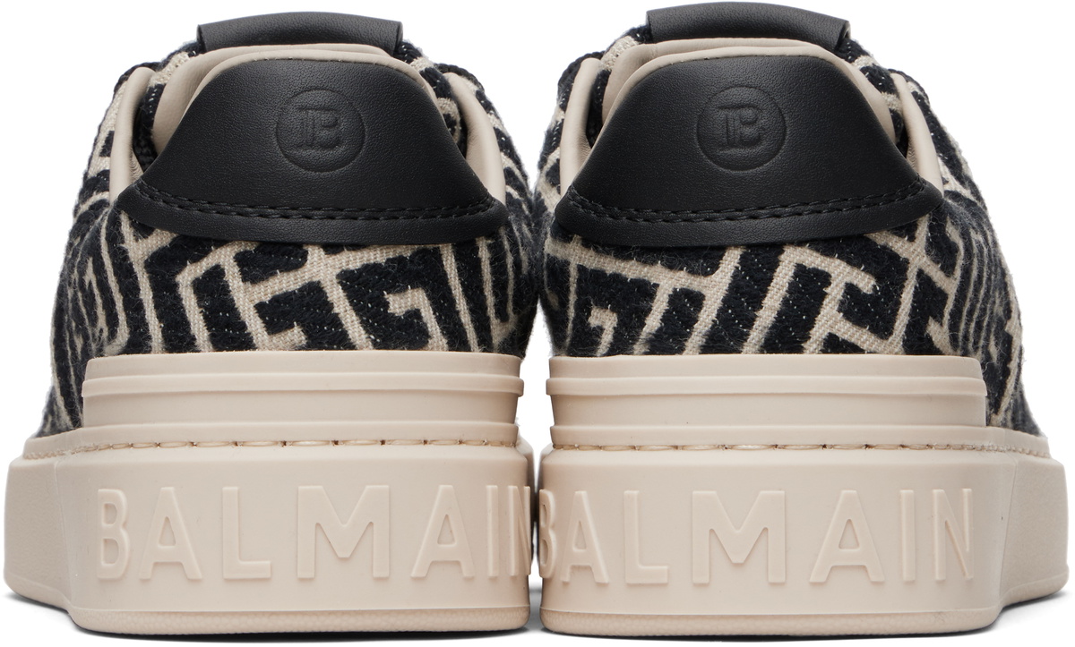 BALMAIN Black & Beige Monogram Jacquard B-Court Sneakers