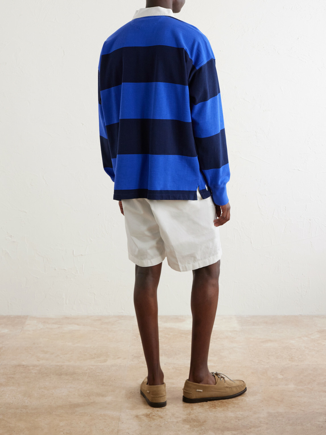 Polo Ralph Lauren - Wimbledon Logo-Embroidered Striped Cotton Rugby Polo-Shirt - Blue