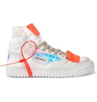 Off-White - Off-Court Distressed Suede, Leather and Canvas High-Top Sneakers - White