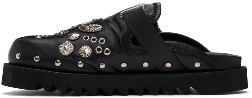 Toga Virilis Black Eyelet Metal Sabot Loafers Toga Virilis