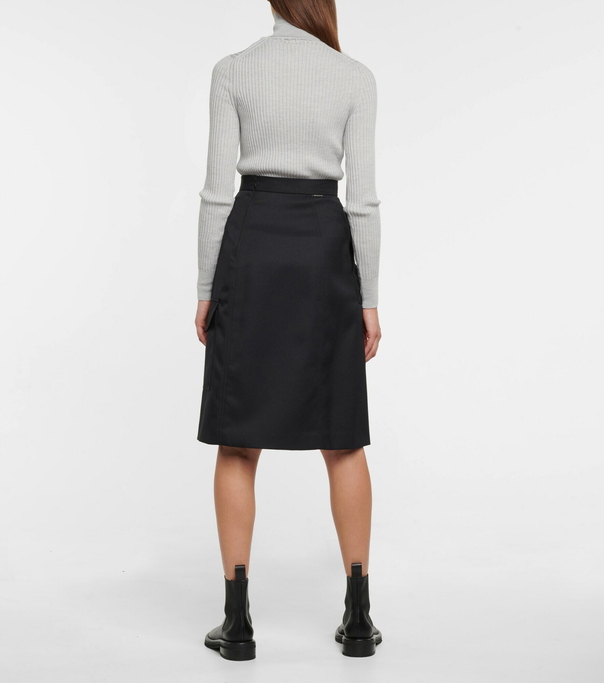Moncler - High-rise A-line midi skirt