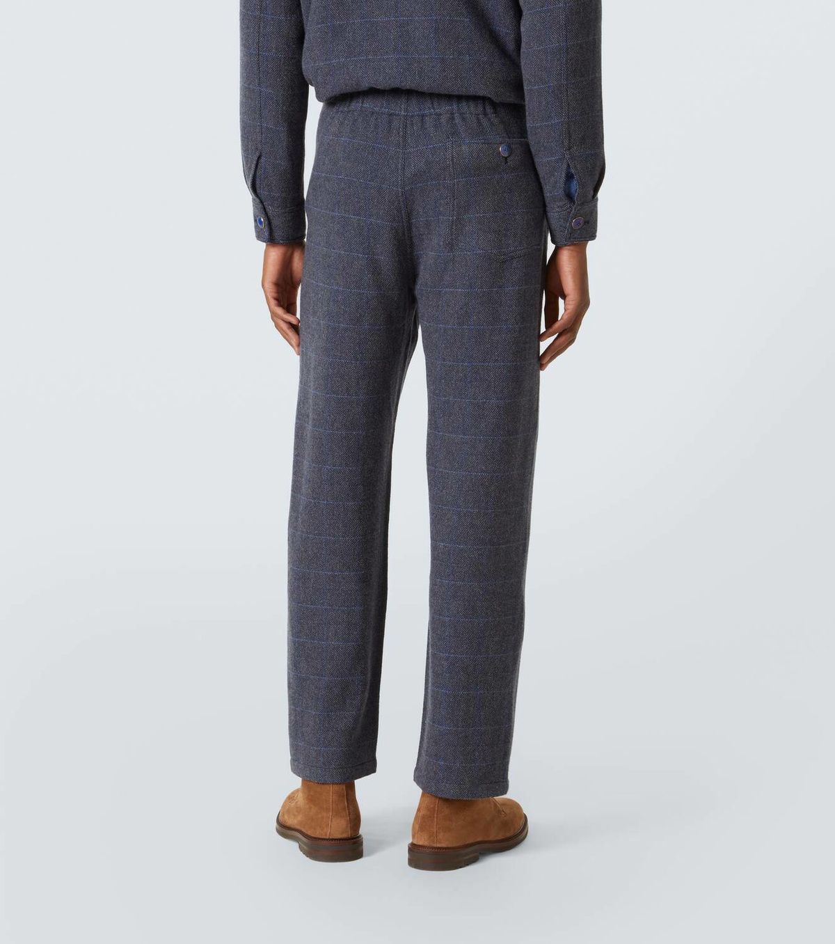 God's True Cashmere Herringbone checked cashmere straight pants