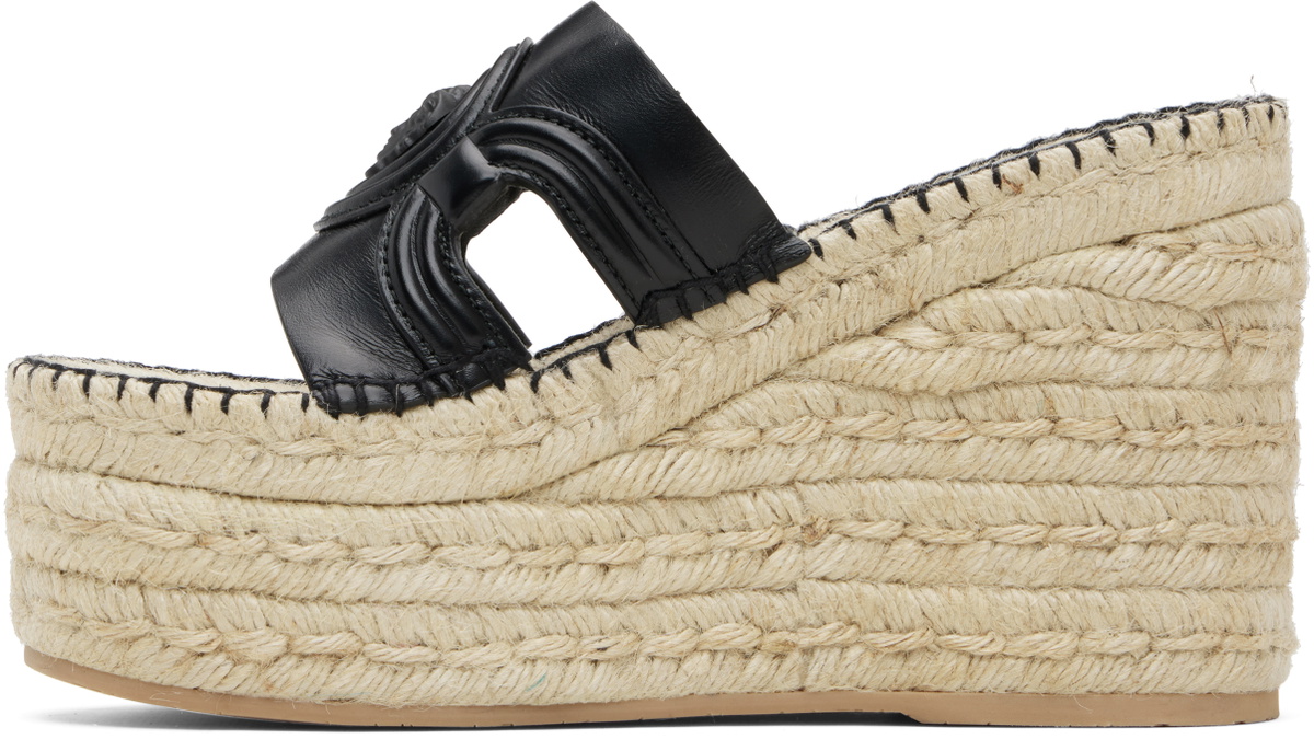 Versace Black Medusa Platform Espadrilles Heeled Sandals