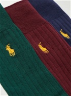 Polo Ralph Lauren - Three-Pack Logo-Embroidered Ribbed Cotton-Blend Socks - Multi
