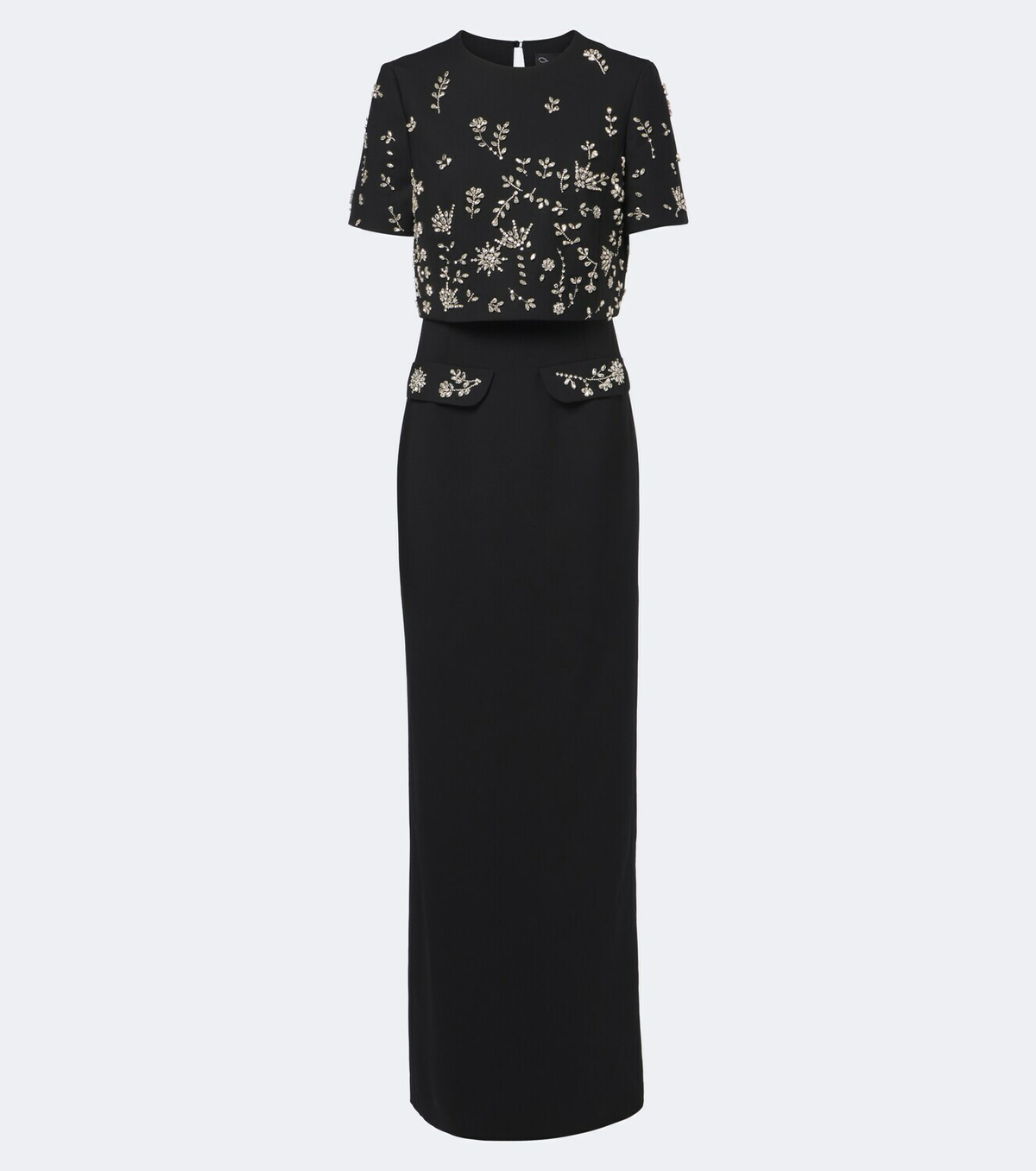 Oscar de la Renta Embellished wool-blend bustier gown