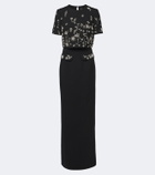 Oscar de la Renta Embellished wool-blend bustier gown