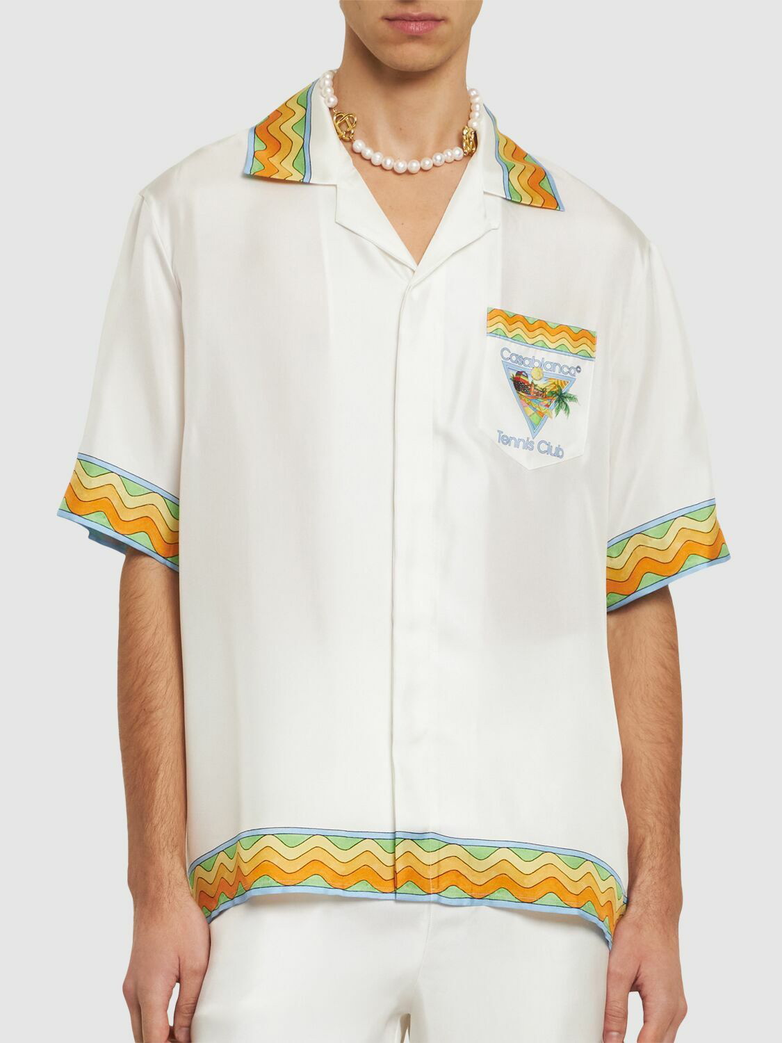 Tennis Club Print Silk S/s Shirt