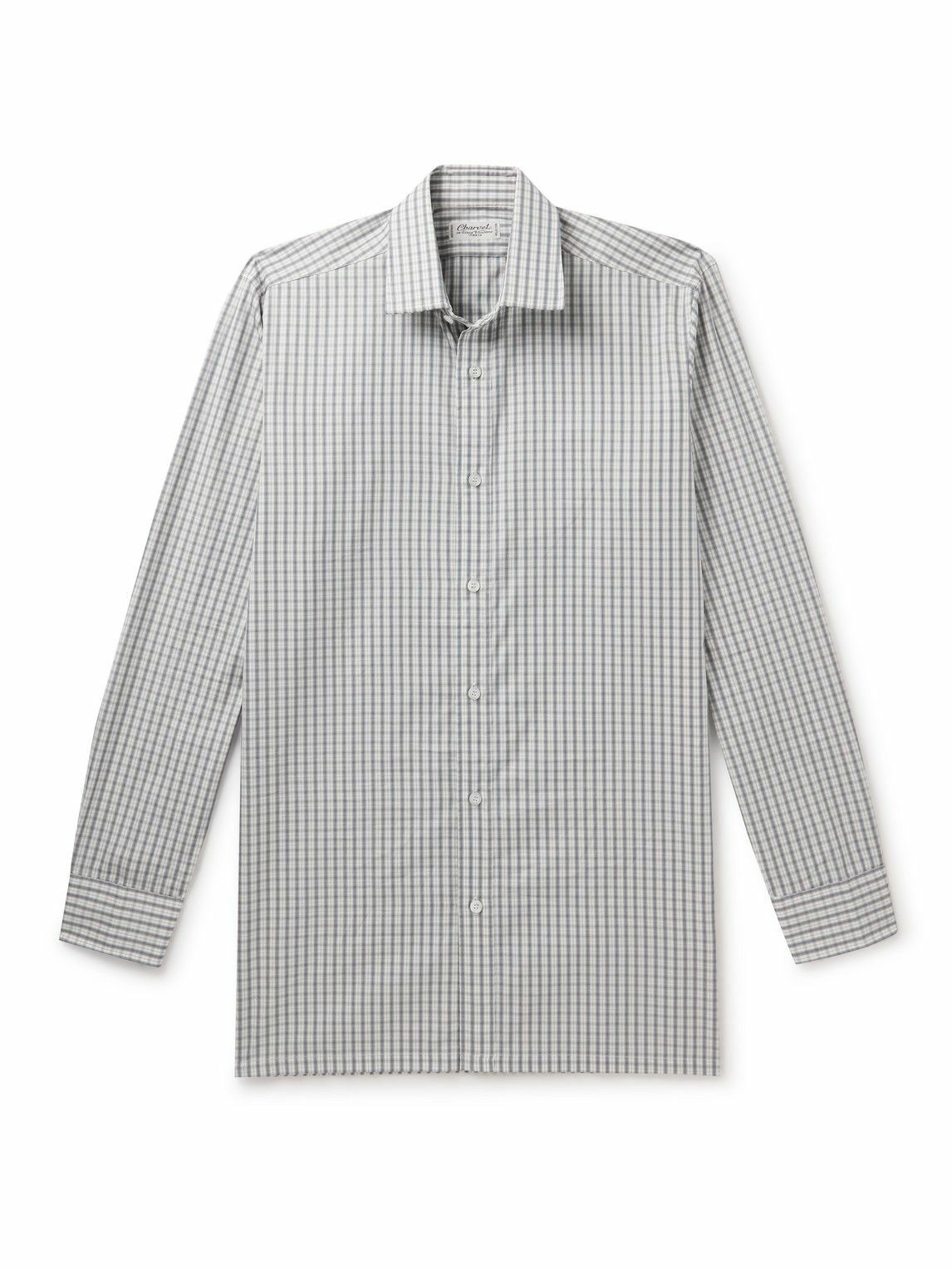 Photo: Charvet - Checked Cotton-Poplin Shirt - Gray