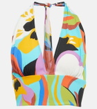 Etro - Printed halter-neck crop top