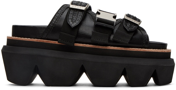 Photo: sacai Black Platform Flat Sandals