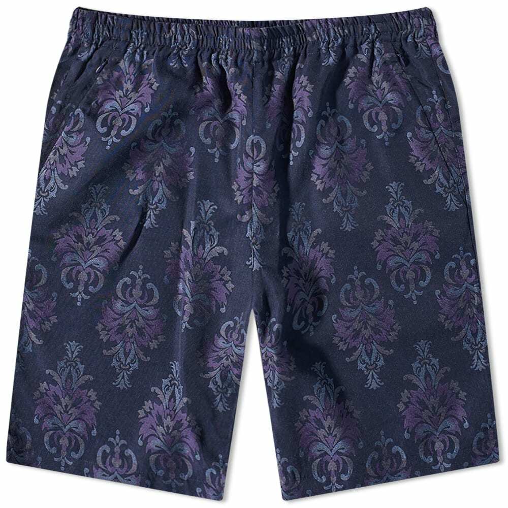 Needles Men's Ornament Jacquard Basketball Short in Navy Needles