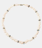 Ileana Makri 9kt gold pearl beaded necklace with labradorites