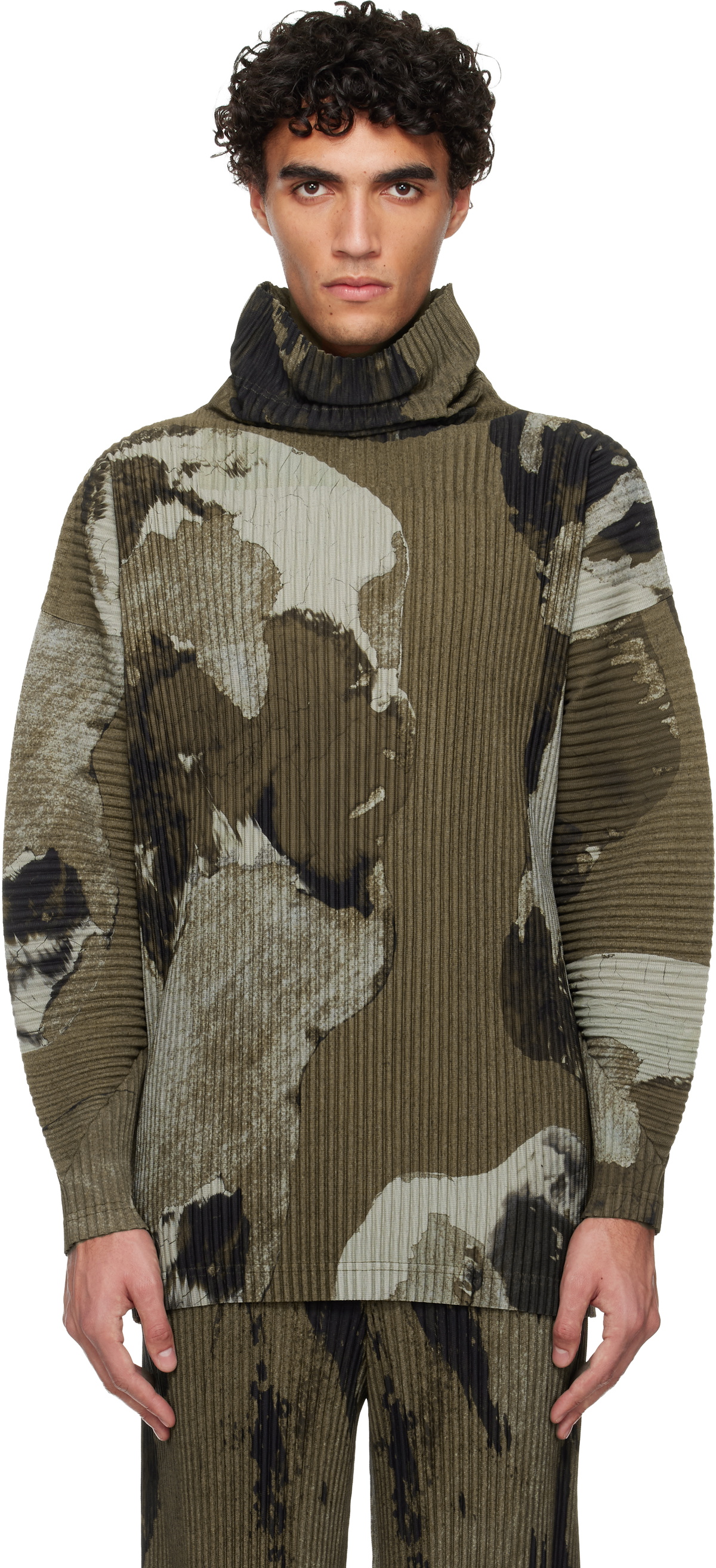 HOMME PLISSÉ ISSEY MIYAKE Brown Painted Stone Top Homme Plisse