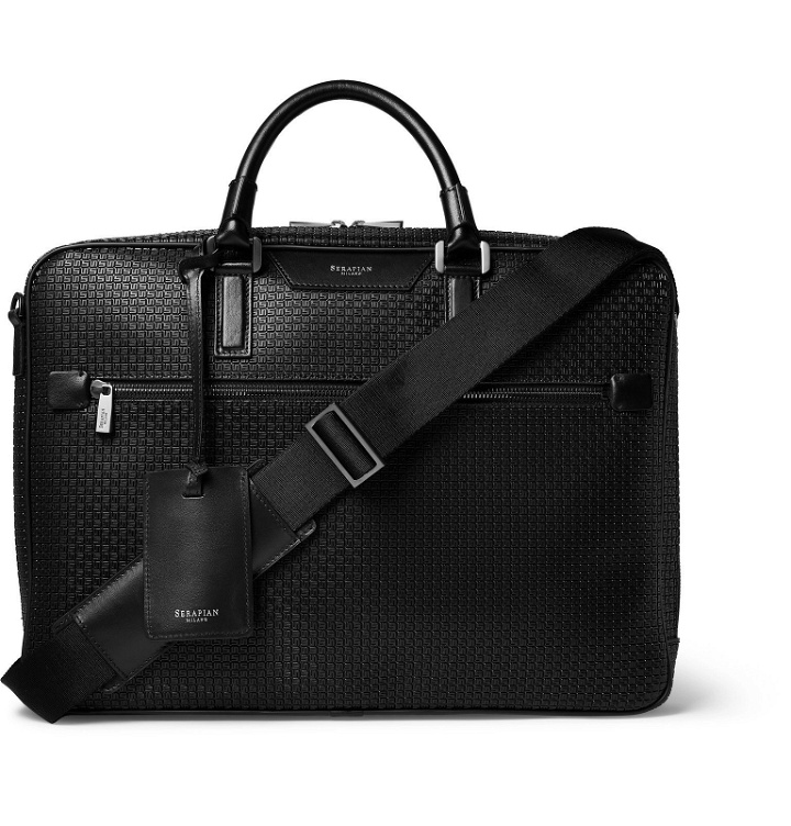 Photo: Serapian - Leather-Trimmed Stepan Coated-Cotton Briefcase - Black