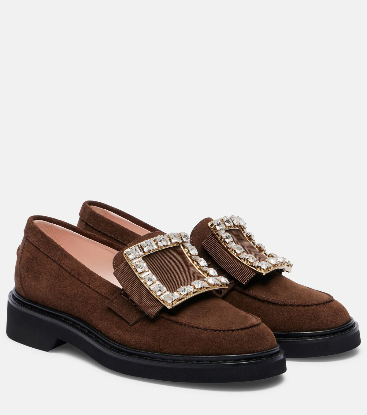 Roger Vivier Viv' Rangers 25 embellished suede loafers