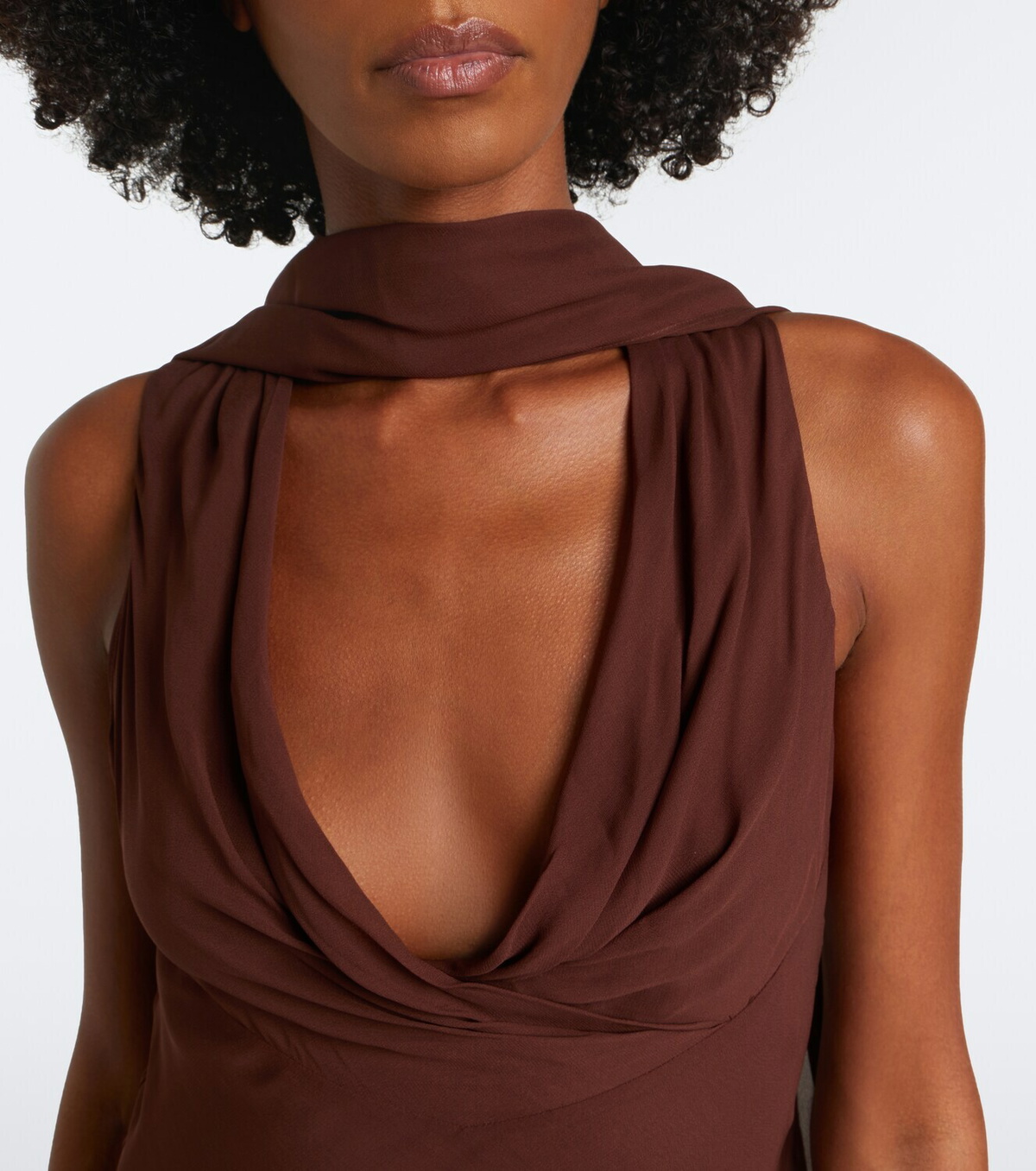 De La Vali Rosa georgette and lace maxi dress
