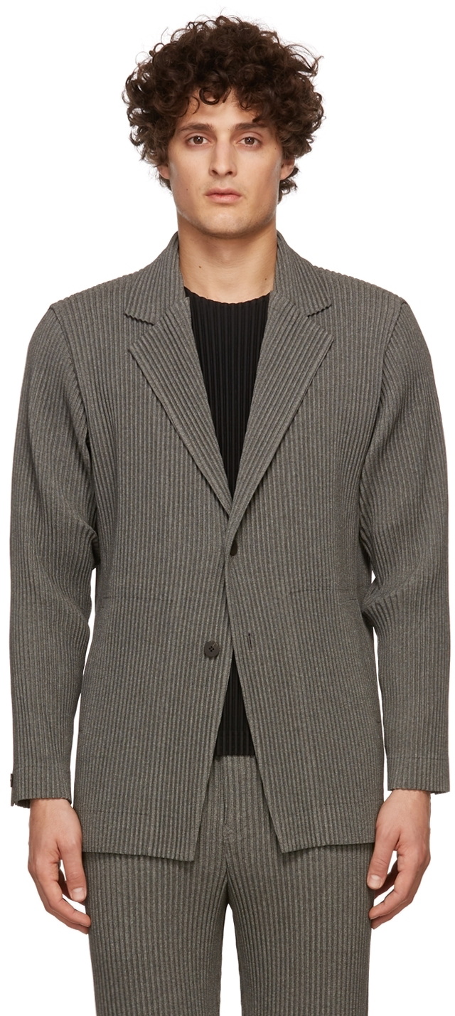 Homme Plissé Issey Miyake Grey Light Wool-Like Blazer