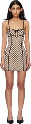 MISBHV Beige & Black Monogram Coquette Minidress