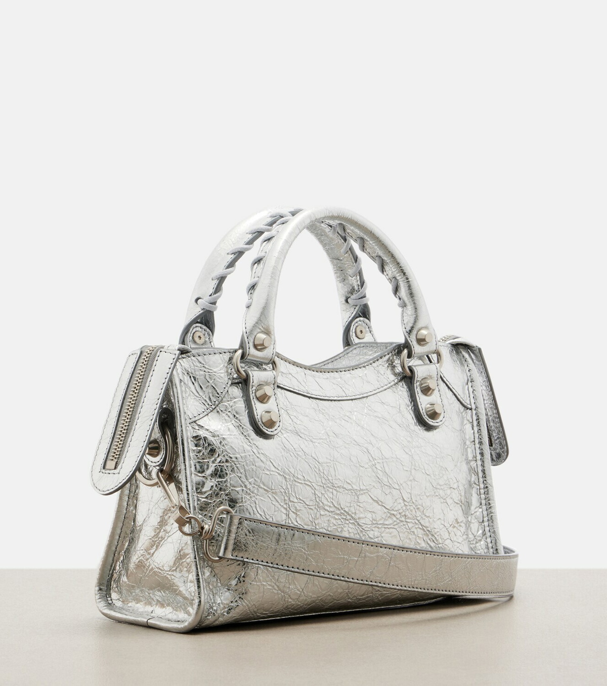 Balenciaga Le City Small metallic leather tote bag