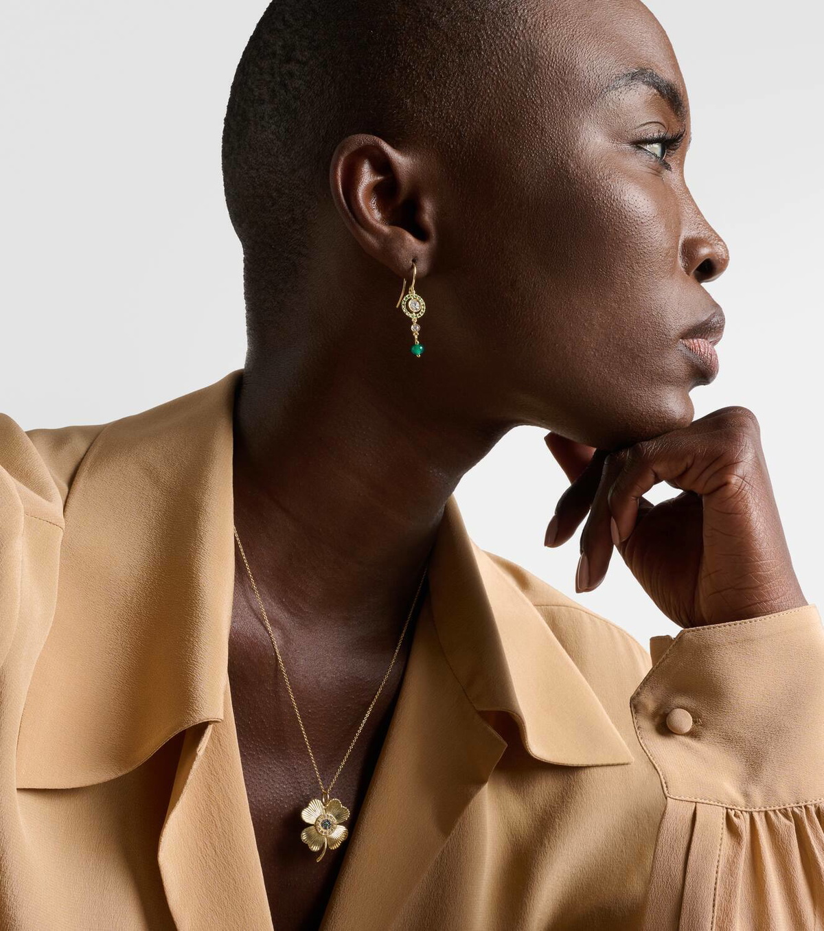 Ileana Makri Orbit 18kt gold drop earrings with gemstones