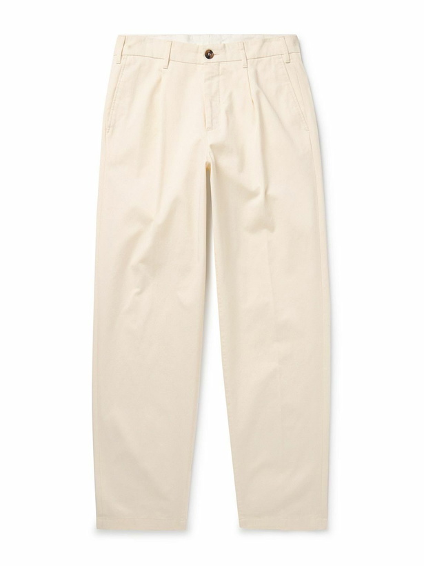 Photo: Richard James - Straight-Leg Pleated Cotton-Twill Trousers - Neutrals