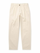 Richard James - Straight-Leg Pleated Cotton-Twill Trousers - Neutrals