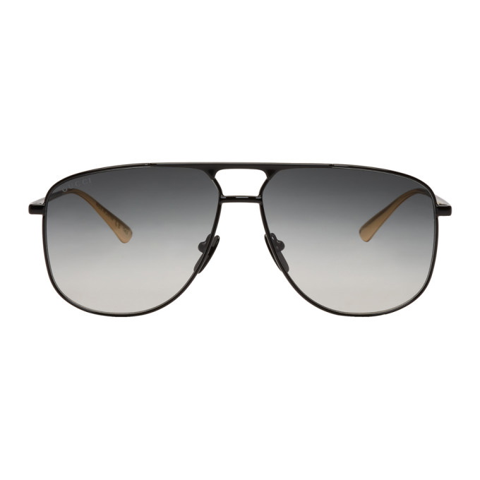 Photo: Gucci Black 80s Aviator Sunglasses