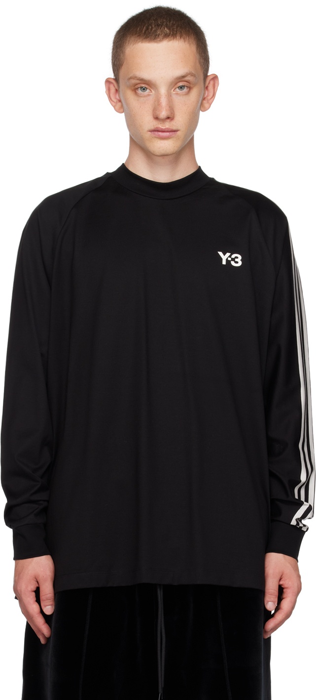 Photo: Y-3 Black 3-Stripes Long Sleeve T-Shirt