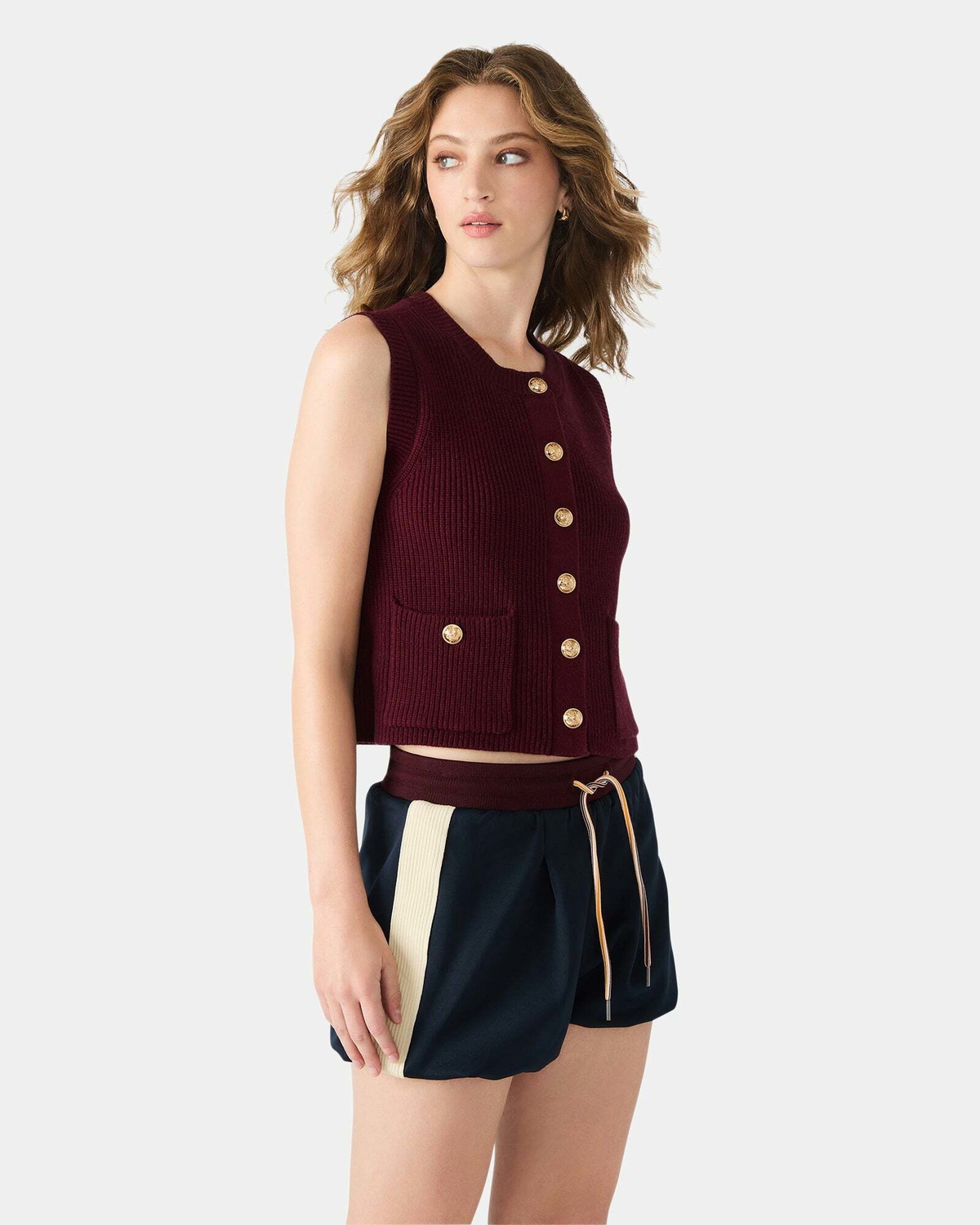 Steve Madden Aliya Sweater Vest Vests in Wine