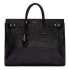 Saint Laurent Black Croc Sac De Jour Tote