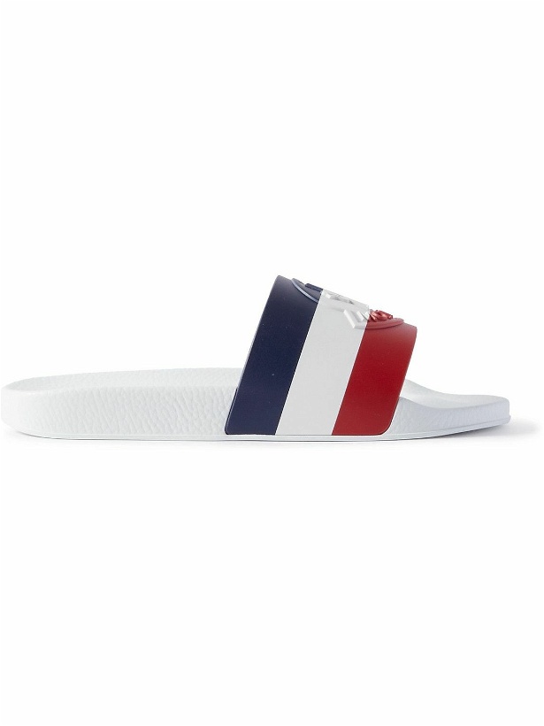 Photo: Moncler - Basile Logo-Embossed Striped Rubber Slides - White
