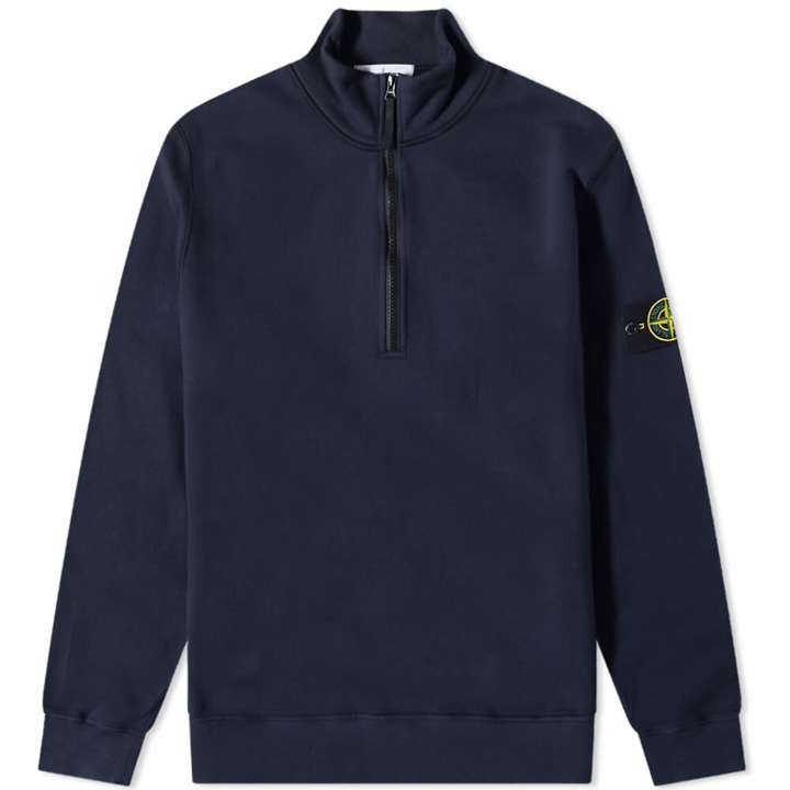 Photo: Stone Island Men's Brushed Cotton Fleece Half Zip Sweat in Navy