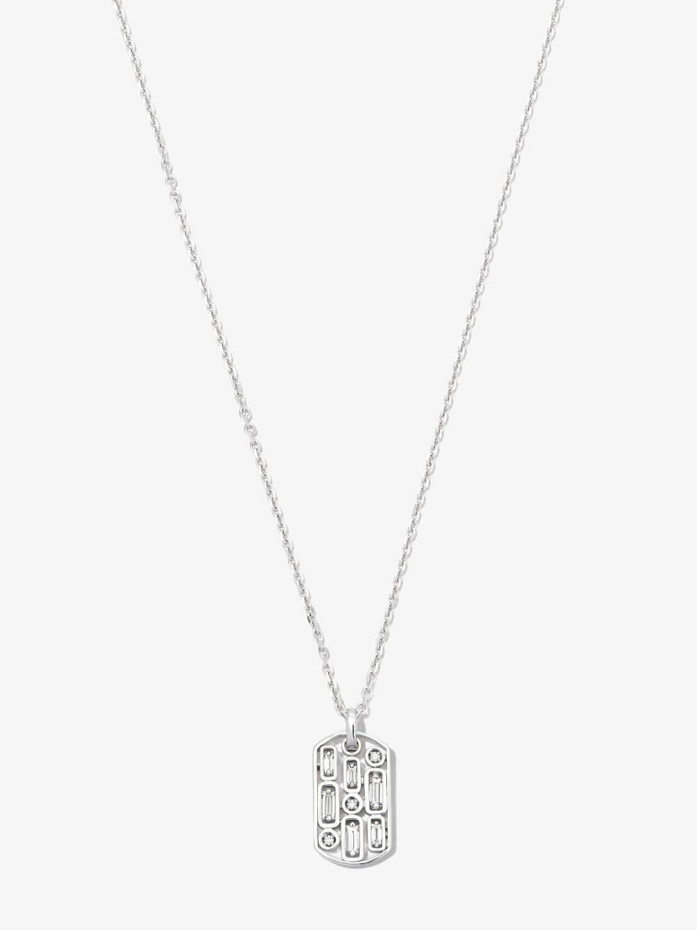 Suzanne Kalan 18K White Gold Diamond Tag Necklace