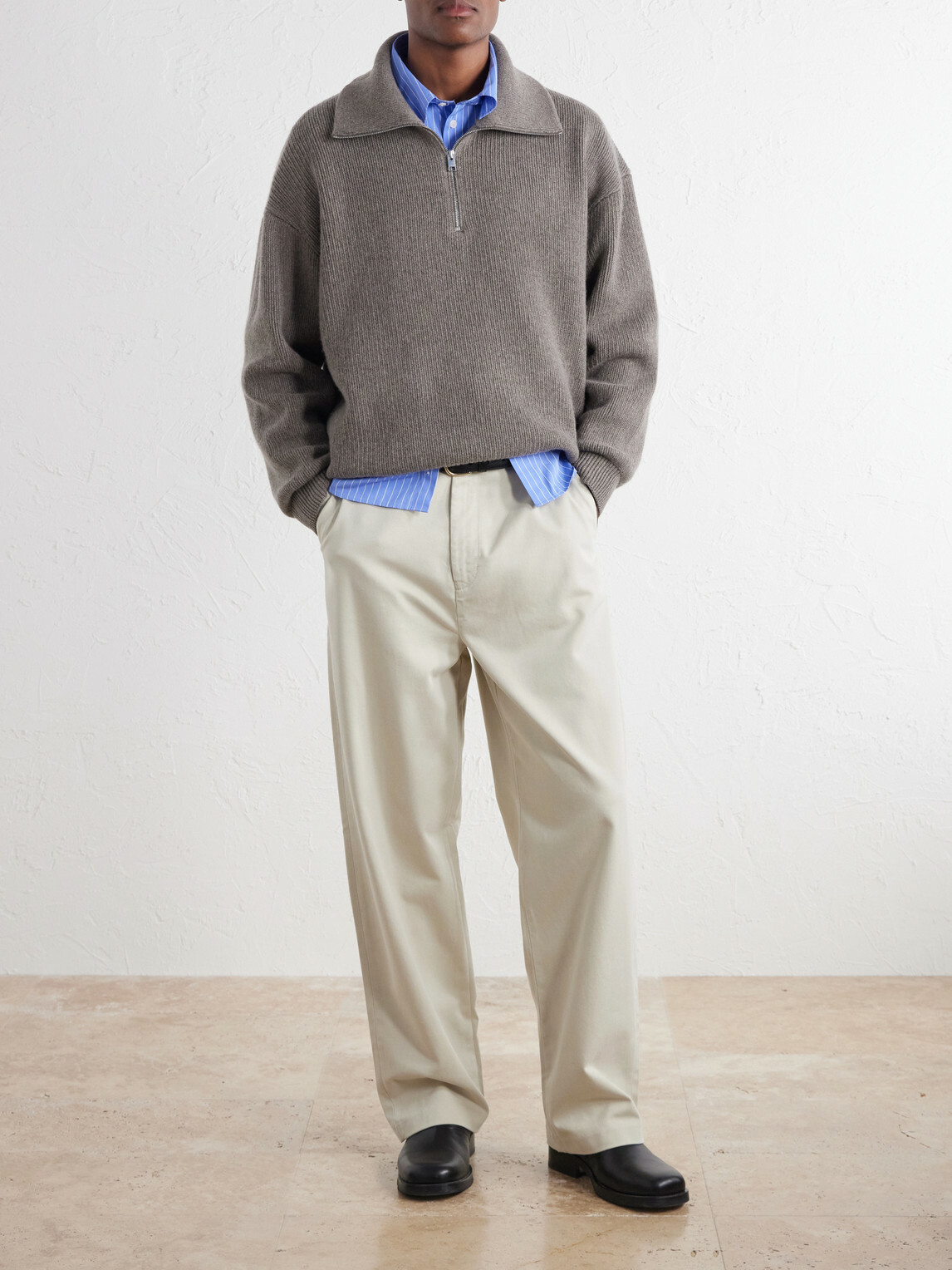 FRAME - Wool Half-Zip Sweater - Gray