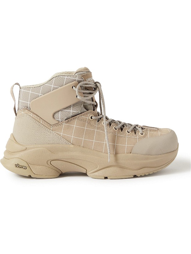 Photo: UNDERCOVER - Checked Nubuck and Canvas Hiking Boots - Neutrals