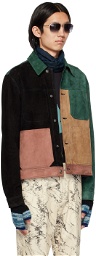 Paul Smith Green & Black Colorblock Leather Jacket
