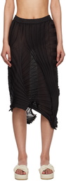 ISSEY MIYAKE Black Sheer Moving Knit Midi Skirt