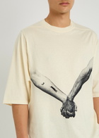 Rick Owens Jumbo Printed Cotton T-shirt Cream
