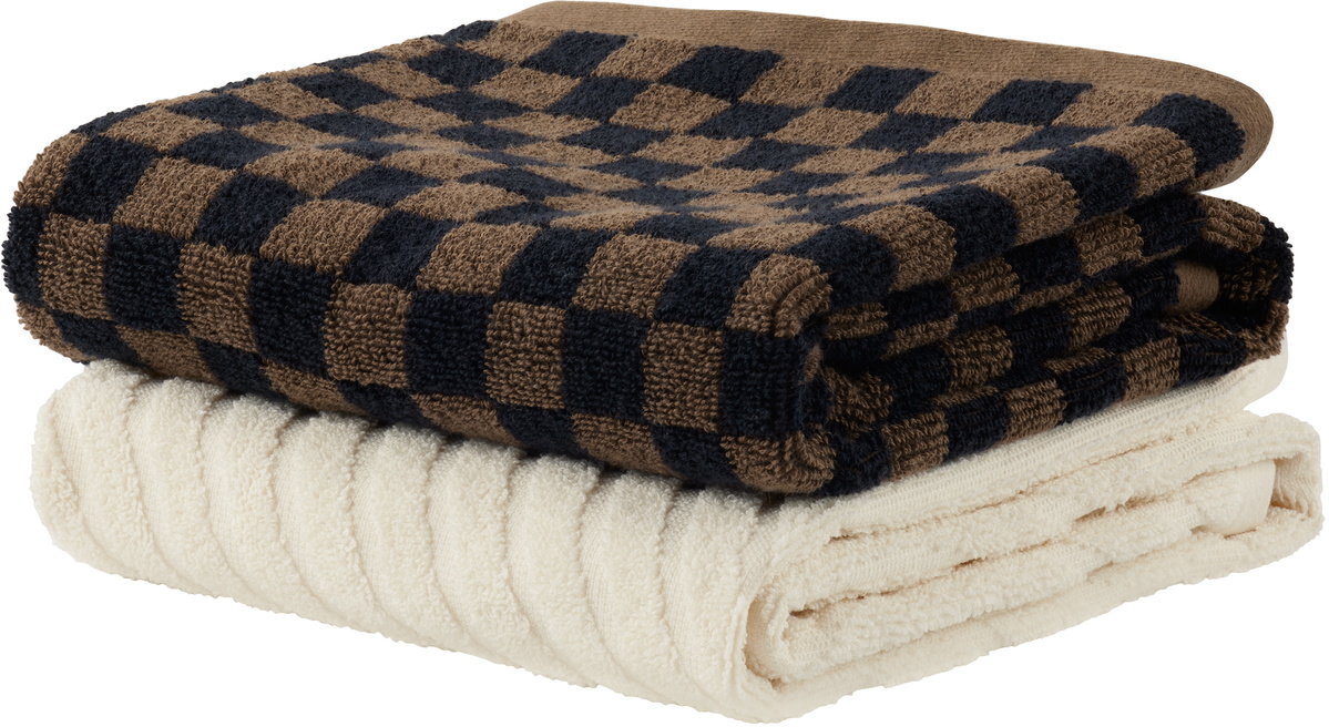 Baina Off-White & Brown Pair 08 Hand Towel Set