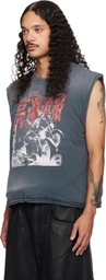 LU'U DAN Gray Wadded Sleeveless T-shirt