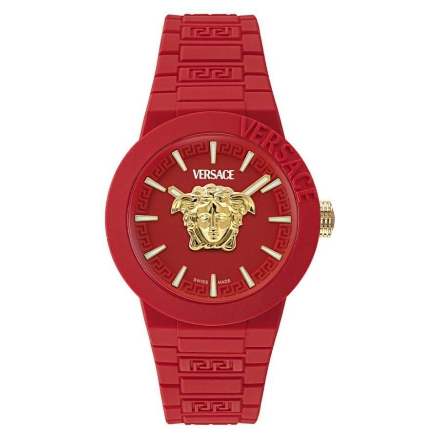 Versace V-Pop Quartz Red Dial Mens Watch VEEFA0124