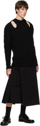 Simone Rocha Black Cable Knit Slash Sweater