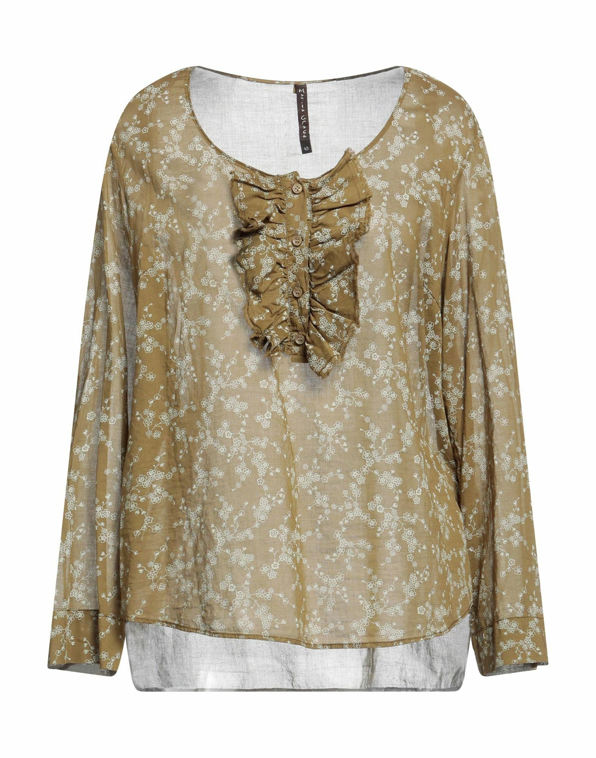 Manila Grace Womens Top Military in Green