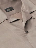 Brioni - Convertible-Collar Silk and Linen-Blend Shirt - Neutrals