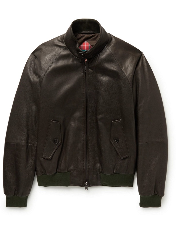 Photo: Baracuta - G9 Leather Harrington Jacket - Green