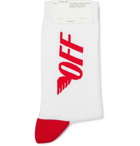 Off-White - Logo-Intarsia Stretch Cotton-Blend Socks - White