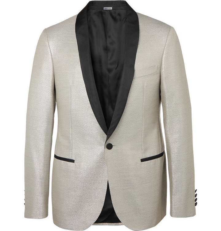 Photo: Lanvin - Silver Faille-Trimmed Wool-Blend Tuxedo Jacket - Silver