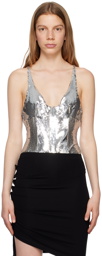 Paco Rabanne Silver Sequin Bodysuit