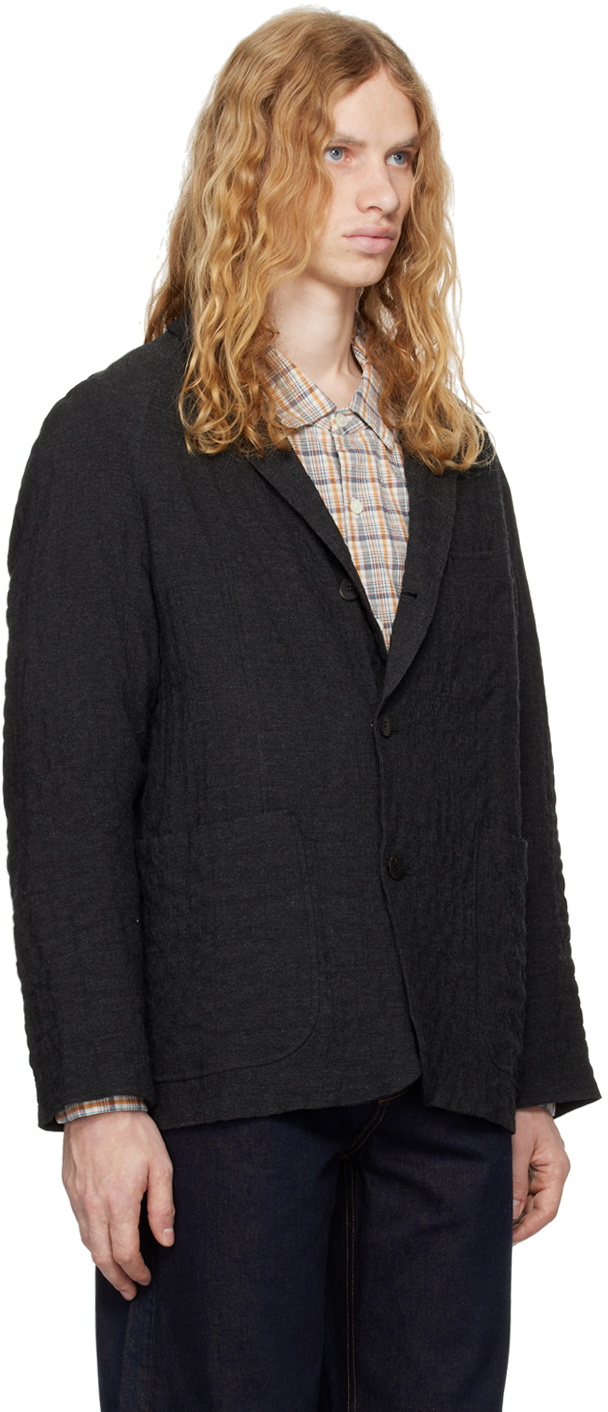 DOCUMENT Gray Wool Crinkle Blazer