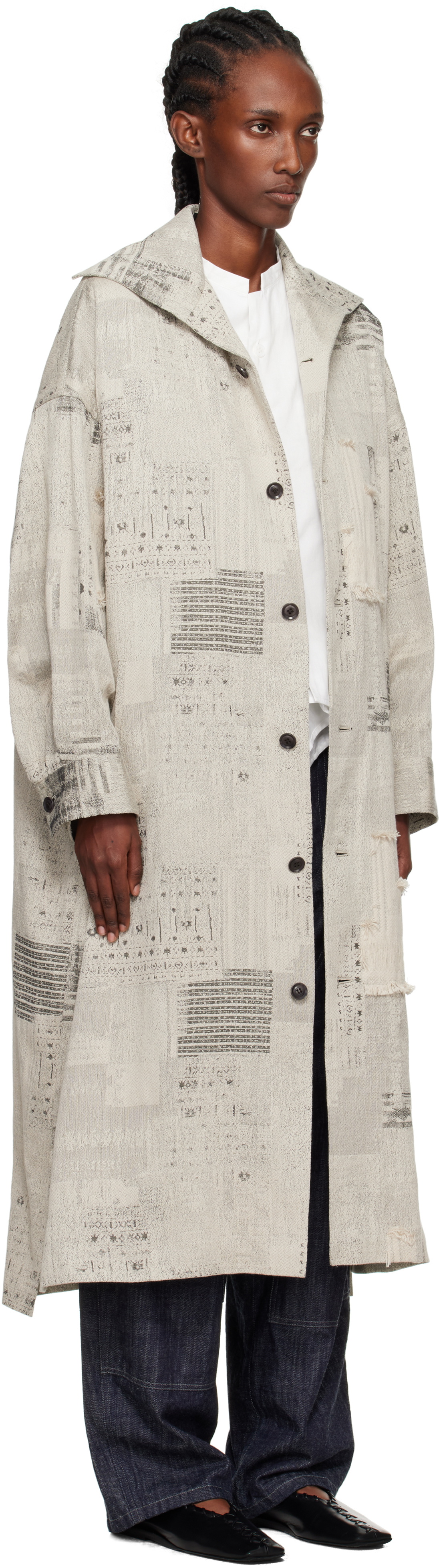 Y's Beige U-Stand D Big Coat